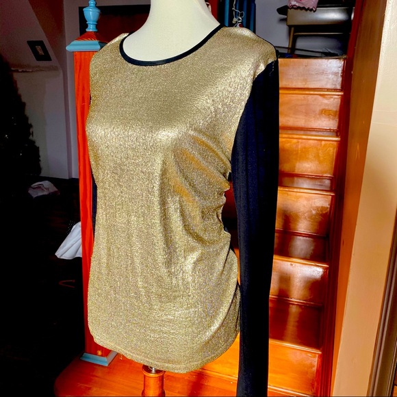 Jason Wu Tops - Jason Wu black and gold metallic top sweater 😍